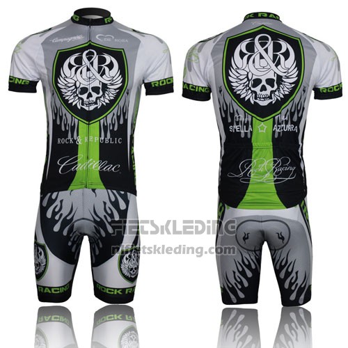 2013 Fietskleding Rock Racing Zwart en Groen Korte Mouwen en Koersbroek